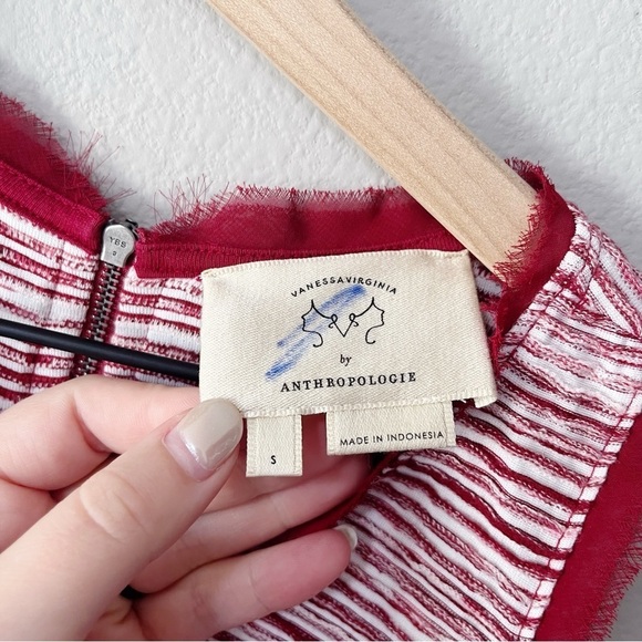 Anthropologie Vanessa Virginia India Tank Top Textured Red Stripe Size Small - Picture 9 of 11